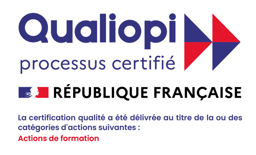 Qualiopi, processus certifié. République Française. La certification qualité a été délivrée au titre de la ou des catégories d’actions suivantes : actions de formation